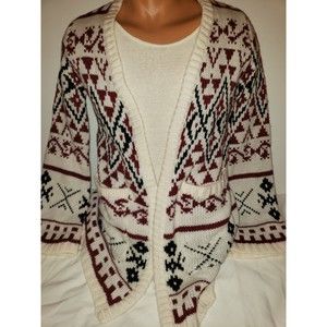 Women's Joe Boxer Geometric Cardigan Sweater S No Button Aztec  Black Maroon New